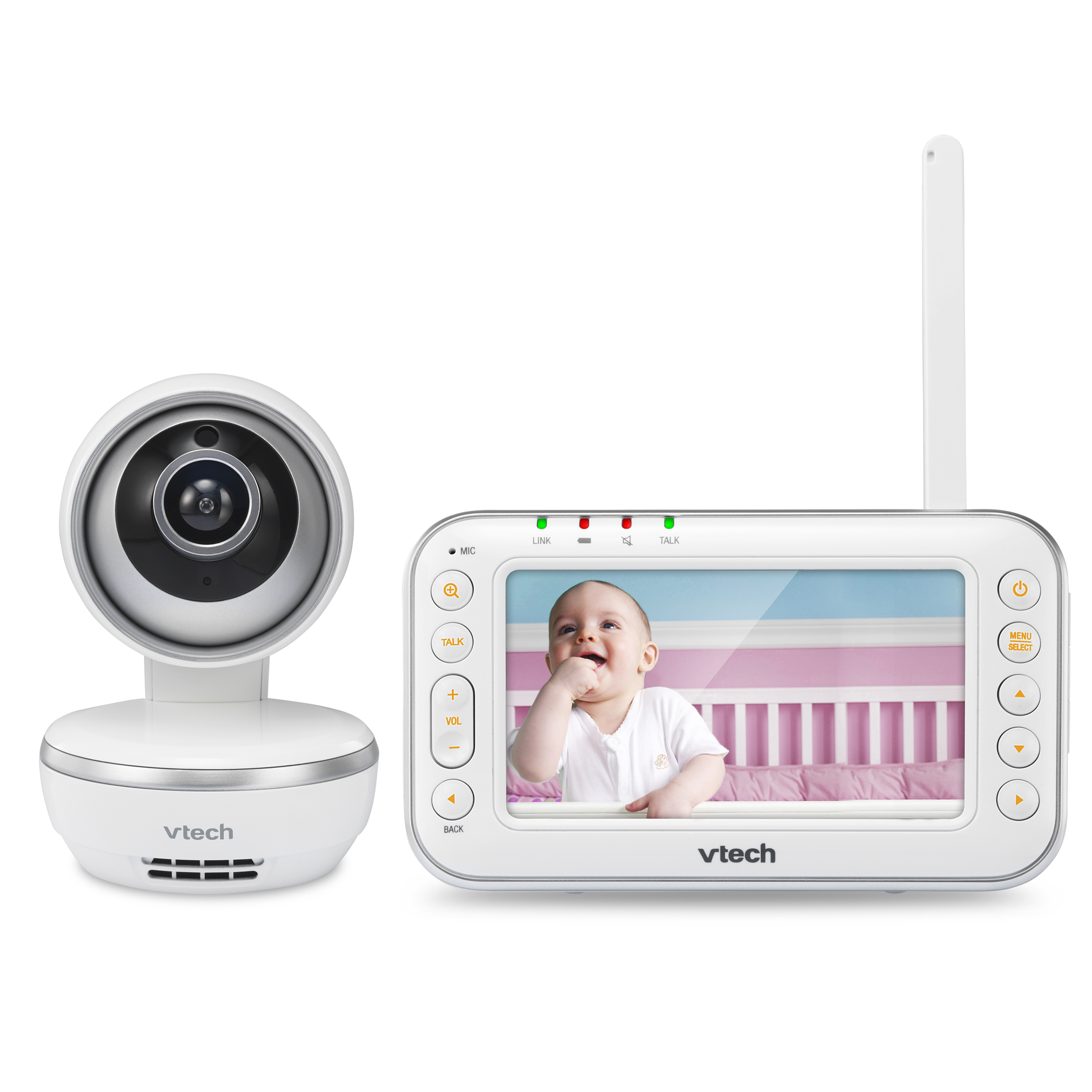 VTech VM4261, 4.3" Digital Video Baby Monitor with Pan & Tilt Camera, Wide-Angle Lens and Standard Lens, White - image 1 of 13