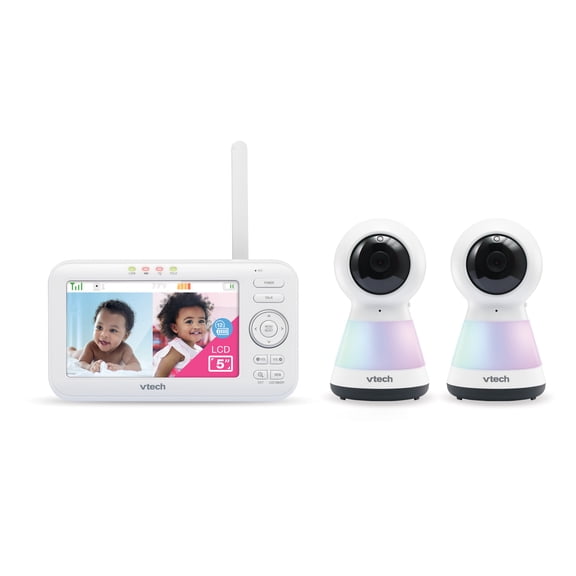 VTech Video Baby Monitor with Two Cameras, 5-Inch Color Display, Pan Scan, Night Light and Two-Way Talk, VM5255-2