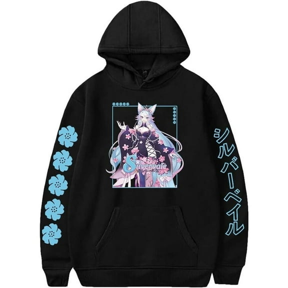 VTuber Silvervale Anime Hoodie Long Sleeve Sweatshirts Men Women Hooded Pullover Harajuku Clothes