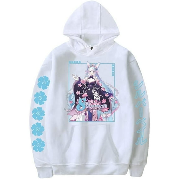 VTuber Silvervale Anime Hoodie Long Sleeve Sweatshirts Men Women Hooded Pullover Harajuku Clothes