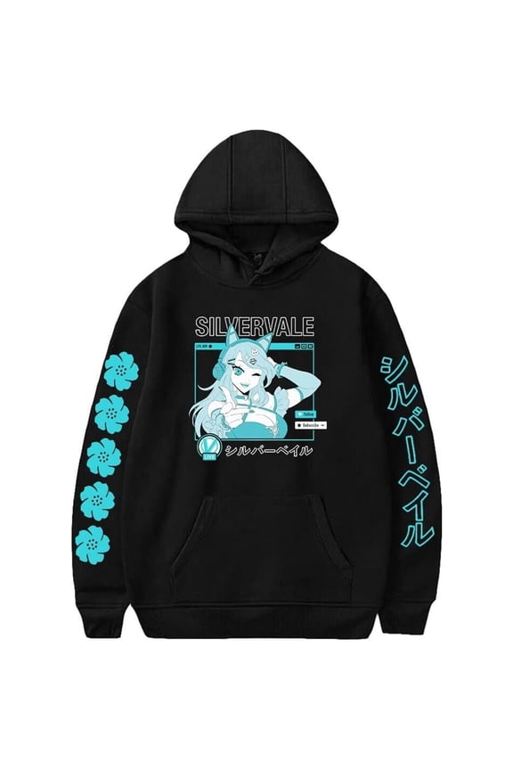 VTuber Silvervale Anime Hoodie Long Sleeve Sweatshirts Men Women Hooded Pullover Harajuku Clothes