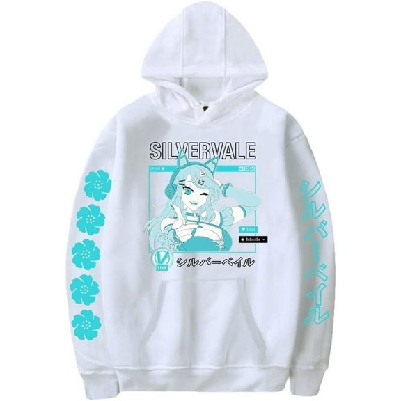 VTuber Silvervale Anime Hoodie Long Sleeve Sweatshirts Men Women Hooded Pullover Harajuku Clothes