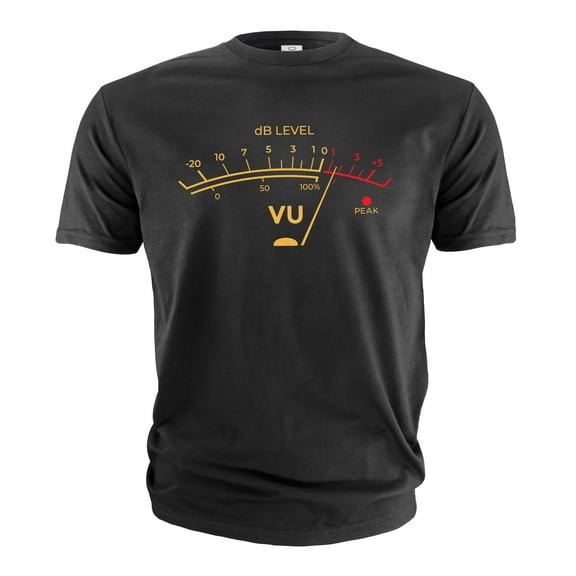 VU Meter Sound Level Studio T-Shirt Music retro Audio Engineer Recording T-Shirt (Large Black)