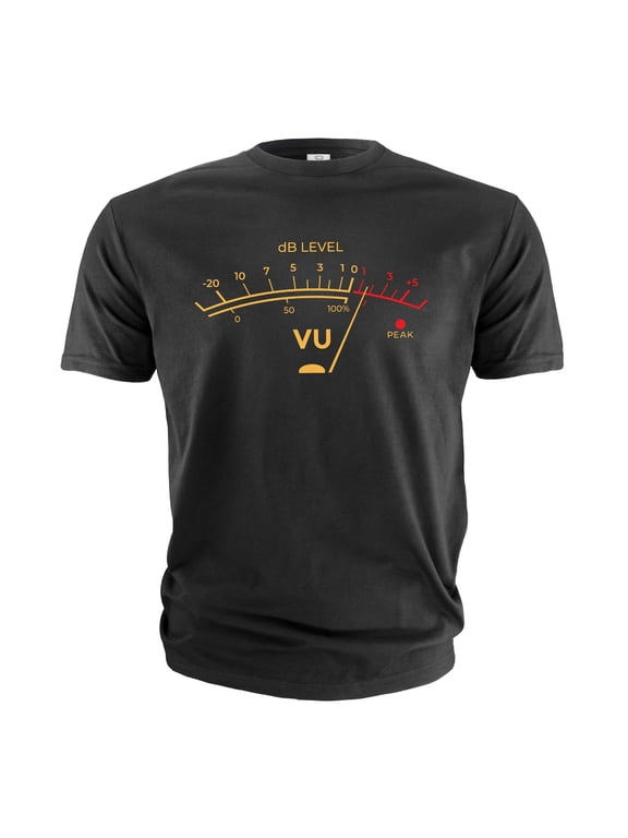 VU Meter Sound Level Studio T-Shirt Music retro Audio Engineer Recording T-Shirt (Large Black)