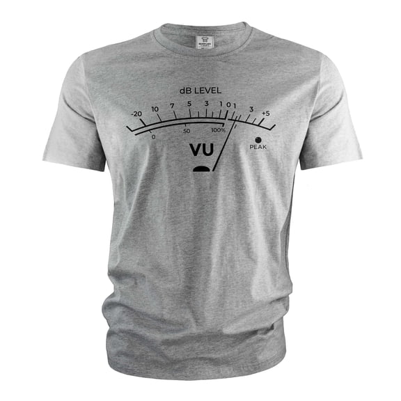VU Meter Sound Level Studio T-Shirt Music retro Audio Engineer Recording T-Shirt (Large Grey)