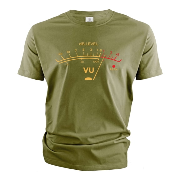 VU Meter Sound Level Studio T-Shirt Music retro Audio Engineer Recording T-Shirt (Large Military Green)