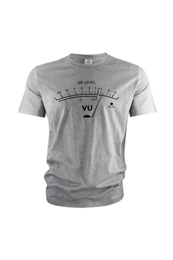 VU Meter Sound Level Studio T-Shirt Music retro Audio Engineer Recording T-Shirt (Small Grey)