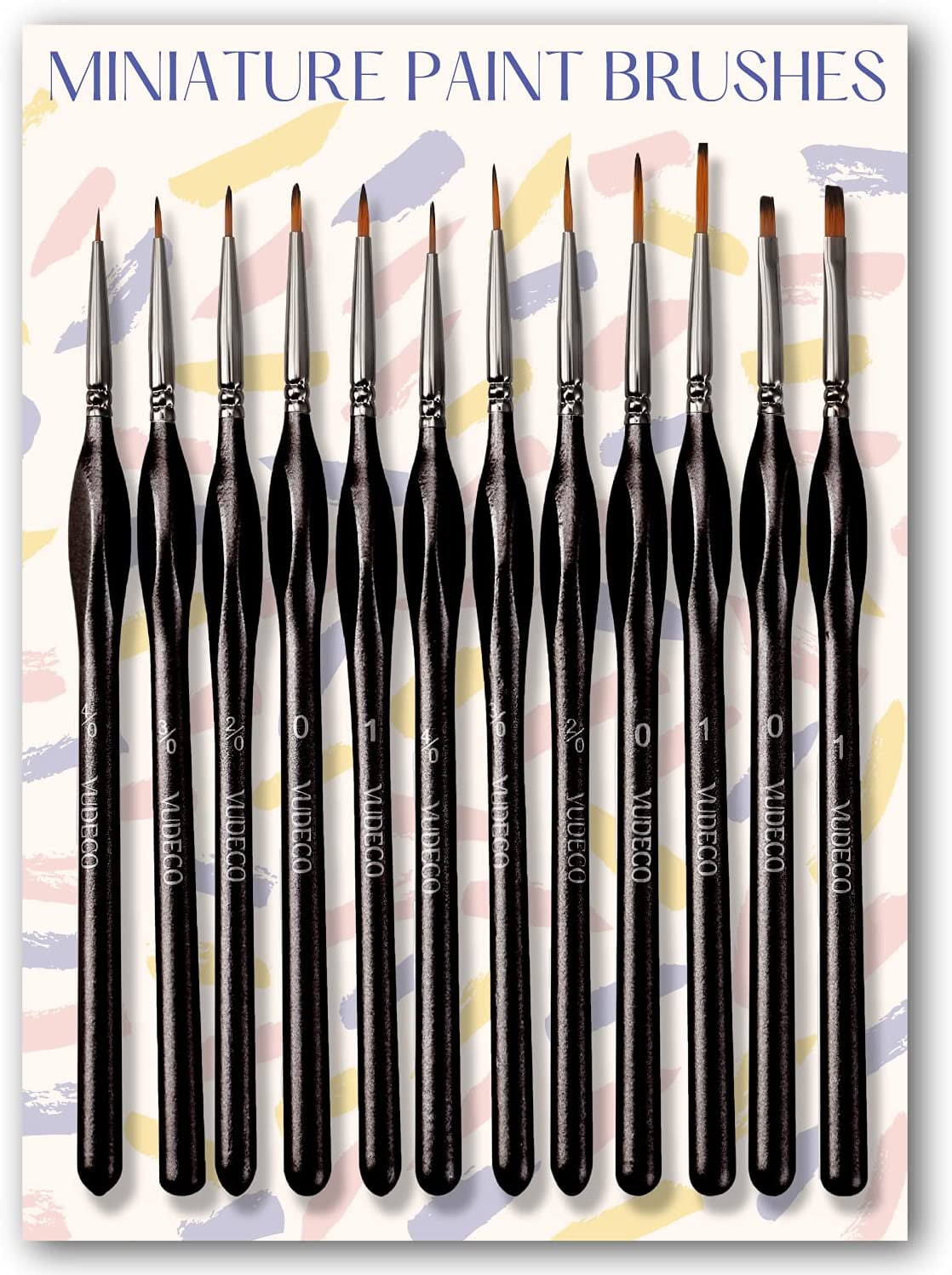 VUDECO 12pcs Black Miniature Paint Brushes Oil Detail Paint Brushes