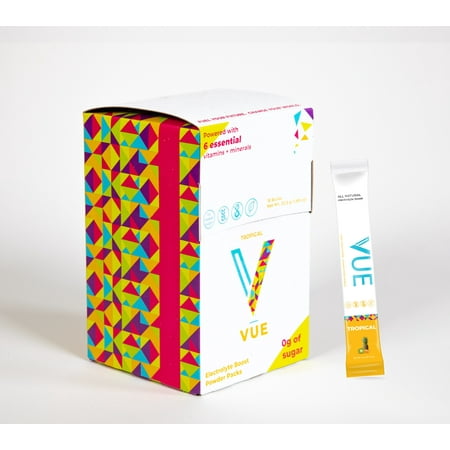 VUE Electrolyte Boost Drink Mix Packets, Multivitamin Nutrition Supplement Powder Pack for Water, Non-GMO, ZERO Sugar, Tropical, 15-Pack