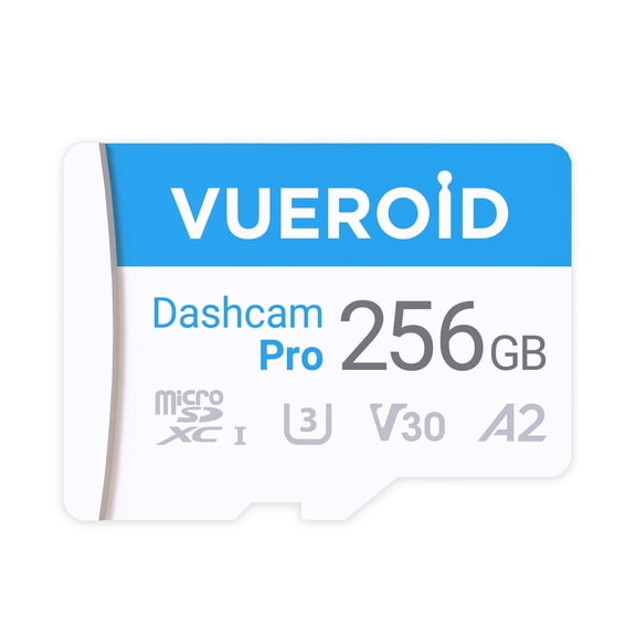 VUEROID 256GB Dash Cam Pro High Endurance microSD Card with SD Adapter, UHS-I, V30, A2