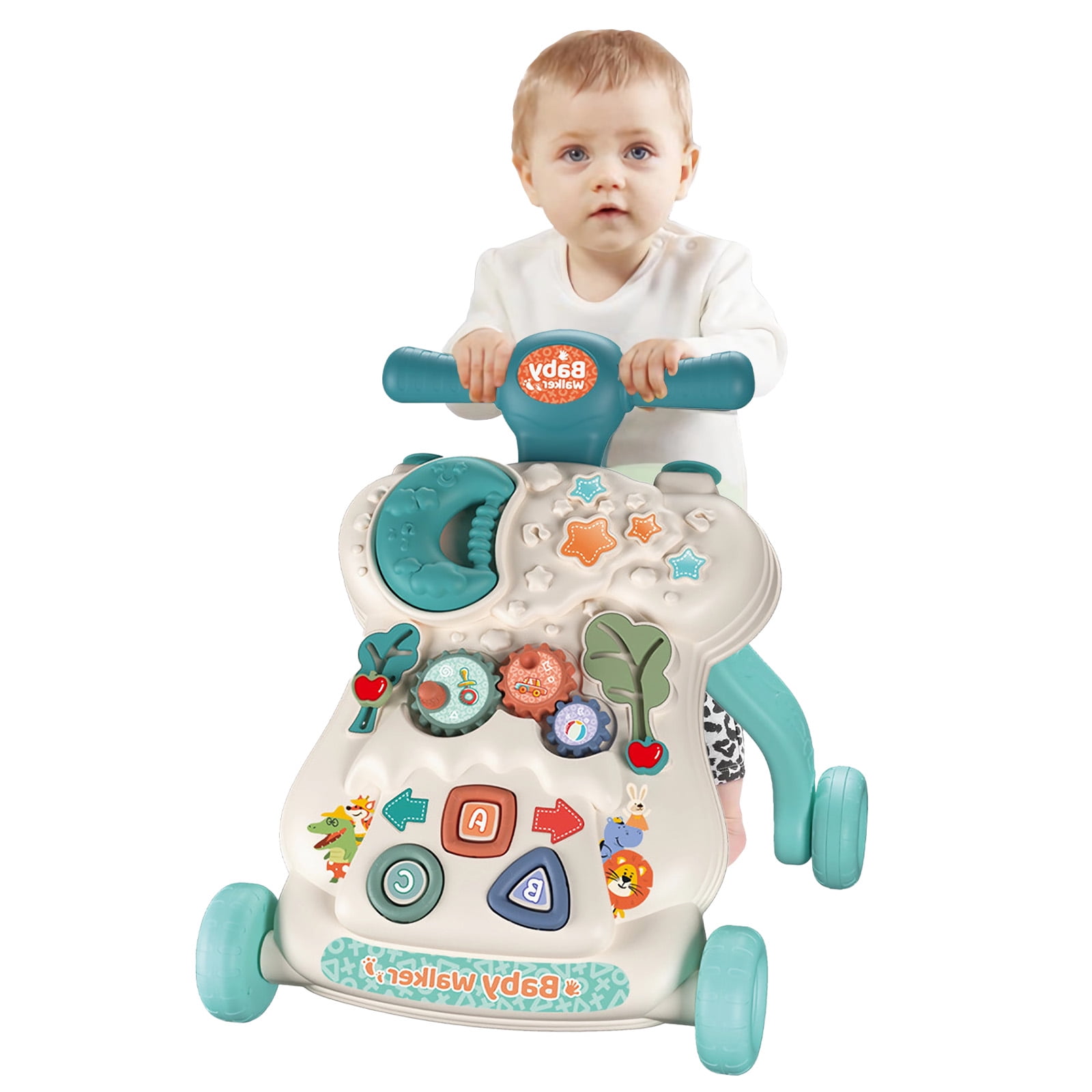 VUEYAA 2 in 1 Baby Walker & Activity Center,Stand Learning Walker Toys,for Infant 6-12 Months, Green