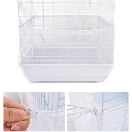 VUEYAA Bird Cage Cover, Washable Nylon Bird Cage Protection Net, Anti-Geed Bird Cage Covers, Ventilated and Dustproof - White