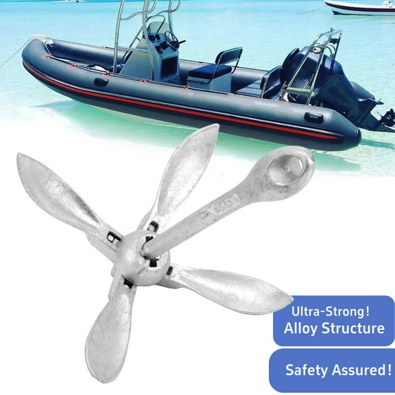 Kayak Anchor Trolley Kit with 3.75 lb Folding Anchor Pole, Includes Anchor Line, Cleat & Storage Bag, Complete Grapnel Anchor System for Kayaks and Paddle Boards