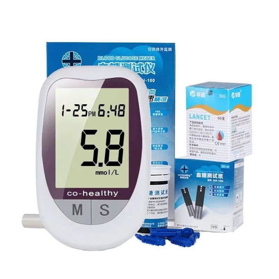 VUGHDW Blood Glucose Monitor Kit 50 Test Strips and 50 Lancets for Home ...