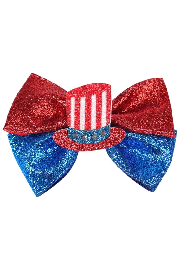 4th of July Hair Accessories Children Hair Bows Girls Leather Glitter Headwear