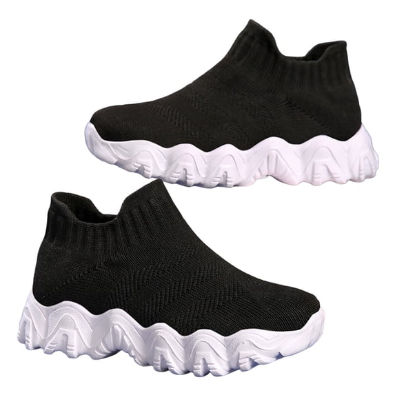VUHXZWAF Boys Slip On Shoes Soft Soled Breathable Mesh Knit Sneakers Kids Walking Footwear Size 8.5