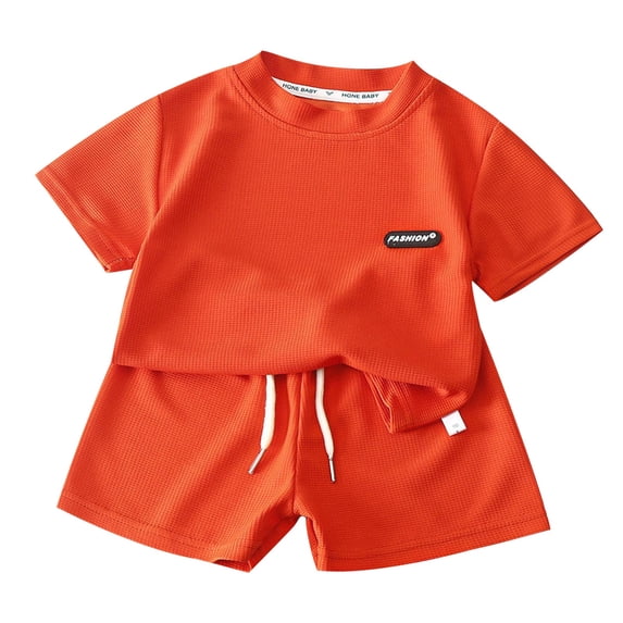 VUHXZWAF Boys Summer Outfits Crew Neck Top Tees and Elastic Waist Shorts Kids 2 Piece Sets Size 15-16 Years