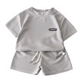 thumbnail image 1 of VUHXZWAF Boys Summer Outfits Crew Neck Top Tees and Elastic Waist Shorts Kids 2 Piece Sets Size 7-8 Years, 1 of 3