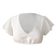 thumbnail image 1 of VUHXZWAF Girl Shirts Short Sleeve V Neck Going Out Crop Tops Kids Summer Soft Tee Clothes Size 7-8 Years, 1 of 3