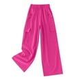 thumbnail image 1 of VUHXZWAF Girl's Cargo Sweatpants Wide Leg Pants Kids Drawstring High Waist Joggers with Pockets Size 160, 1 of 4
