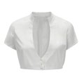 thumbnail image 1 of VUHXZWAF Girls Clothes Going Out Crop Tops Short Sleeve V Neck Ruffle Button Down Shirts Size 9-10 Years, 1 of 3