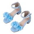 thumbnail image 1 of VUHXZWAF Girls Dress Shoes Flower Decorated Open Toe Square Heel Elegant Shoes Wedding Party Size 10, 1 of 4