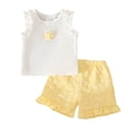 thumbnail image 1 of VUHXZWAF Girls Summer Clothes Set Sleeveless Line Shirt and Ruffle Shorts Kids Outfits Size 18-24 Months, 1 of 3