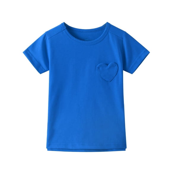 VUHXZWAF Girls Summer Tops Short Sleeve Crewneck T Shirts Casual Cotton Tee Everyday Wear Size 6-7 Years