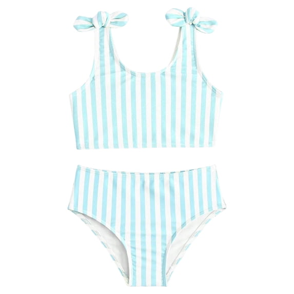 VUHXZWAF Girls Swimsuits Two Piece Bikini Sets Cute Bow Strap Swimwear Beach Bathing Suit Size 6-7 Years