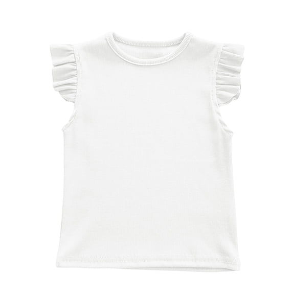 VUHXZWAF Girls T Shirts Cotton Ruffle Sleeve Crew Neck Tee Clothes Kids Lightweight Blouse Size 18-24 Months