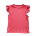 thumbnail image 1 of VUHXZWAF Girls T Shirts Cotton Ruffle Sleeve Crew Neck Tee Clothes Kids Lightweight Blouse Size 4-5 Years, 1 of 4