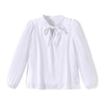 thumbnail image 1 of VUHXZWAF Long Sleeve Shirts for Girls Lace Up Elegant Blouse Kids Trendy Clothes Daily Wear Size 13-14 Years, 1 of 4