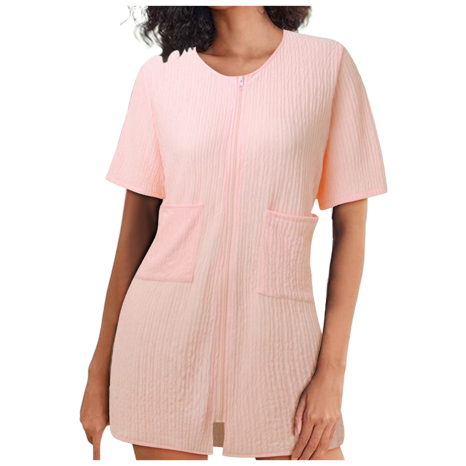 VUHXZWAF Summer Beach Dresses for Women 2024 Summer Women Crew Neck Zip