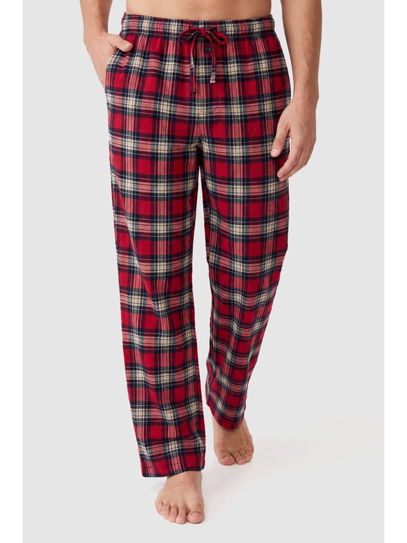 Men's Pajama Pants 100% Cotton Flannel with Plaid Sleep Pants Pockets and Drawstring Soft and Casual
