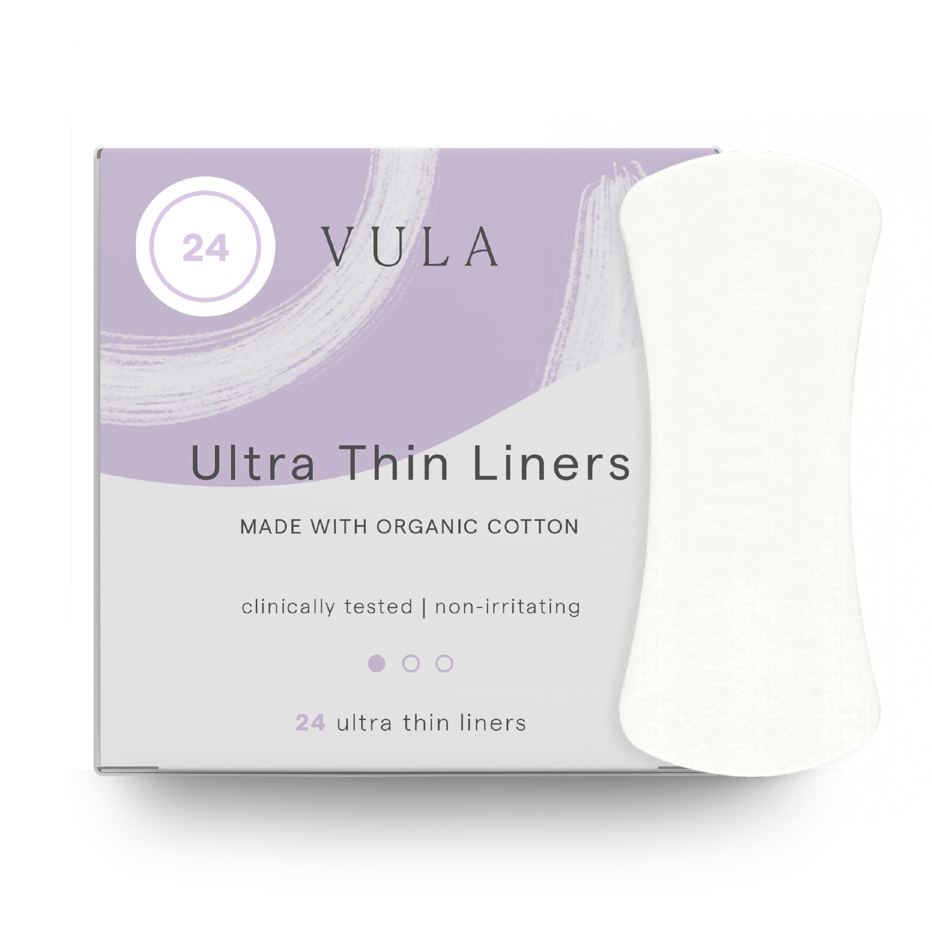VULA Organic Cotton Panty Liners, Ultra Thin 24 Count, Chemical and