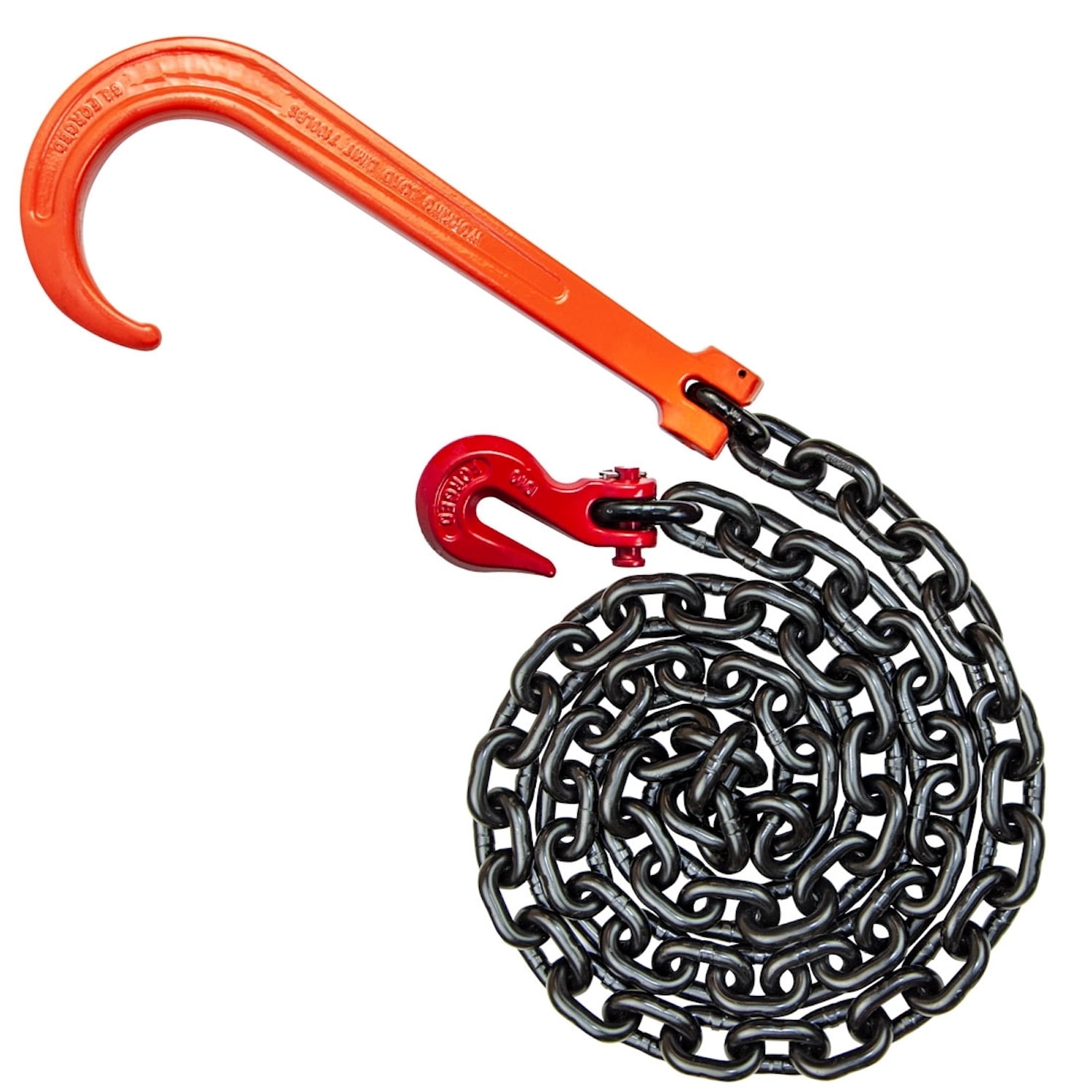 VULCAN Alloy Tow Chain - Forged Long J Hook - 3/8 inch x 8 foot - G80 - PROSeries - 7,100 Lbs SWL