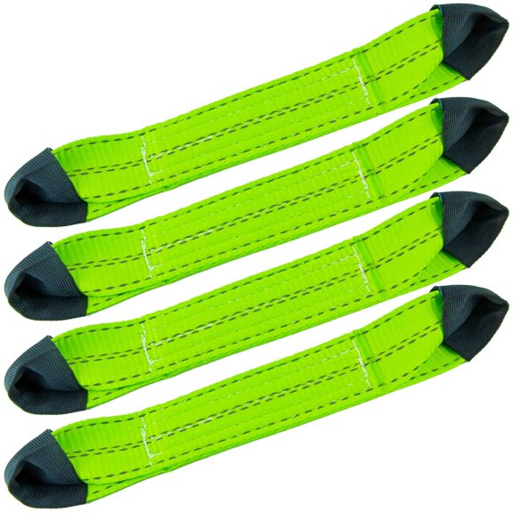 VULCAN Axle Strap, Wear Pad Eyes, Eye and Eye, 2 inch x 22 inch, High-Viz, 4 Pack, 3300 Lbs SWL