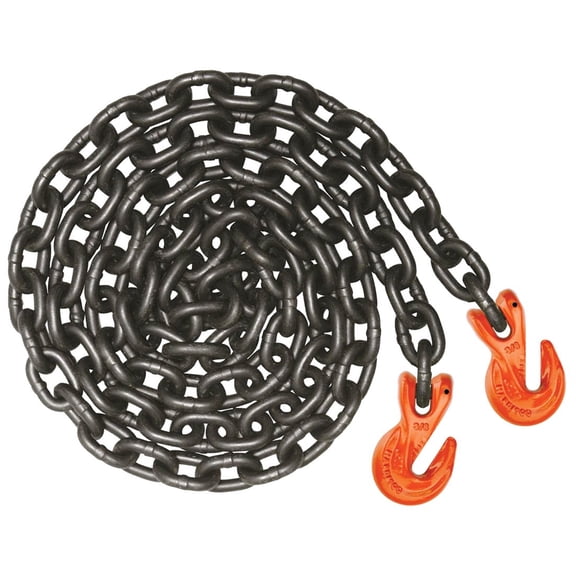 VULCAN Binder/Safety Chain Tie Down, Grab Hooks, G100, 3/8 inch x 10 foot, PROSeries, 8800 Lbs SWL