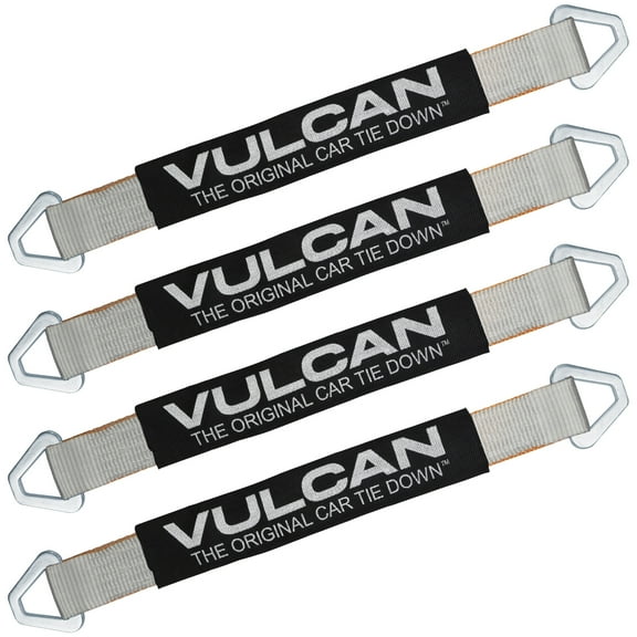 VULCAN Car Tie Down Axle Strap - Wear Pad - 2 inch x 22 inch - 4 Pack - Silver Series - 3300 Lbs SWL