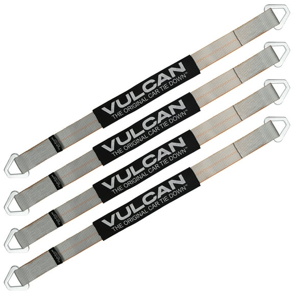 VULCAN Car Tie Down Axle Strap - Wear Pad - 2 inch x 36 inch - 4 Pack - Silver Series - 3300 Lbs SWL