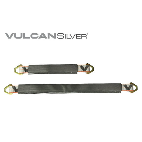 VULCAN Car Tie Down Axle Strap with Wear Pad - 3-Ply Stiff - 2 Inch x 36 Inch - Silver Series - 3,300 Pound Safe Working Load