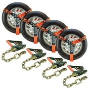 VULCAN Car Tie Down - Chain Anchors - Lasso - 2 inch x 96 inch - 4 Pack - PROSeries - 3300 Lbs SWL