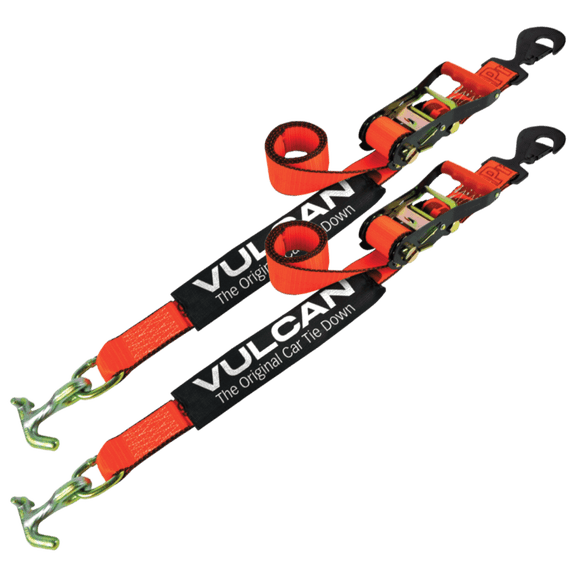 VULCAN Car Tie Down - Universal Fast-Strap Frame Hook - 72 inch - 2 Pack - PROSeries - 3300 Lbs SWL