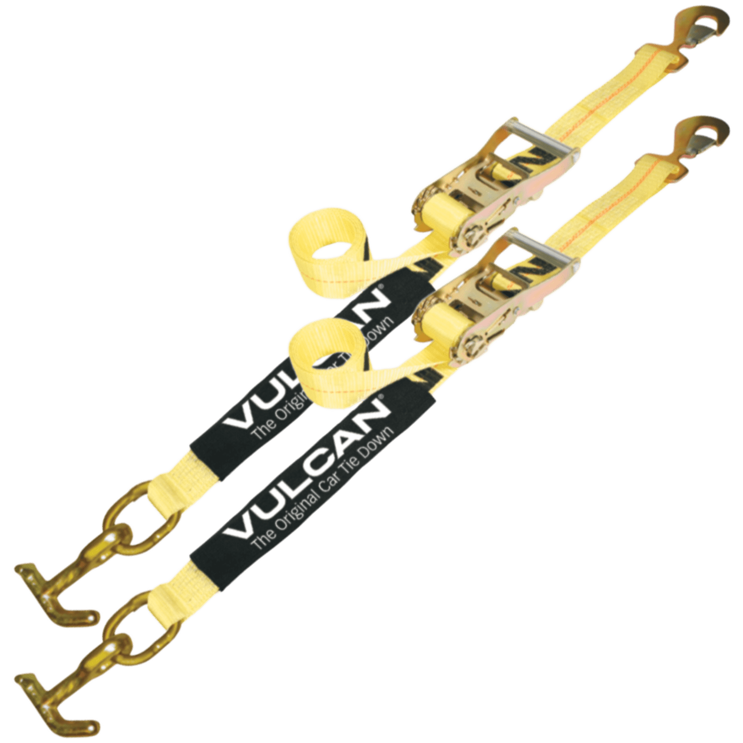 VULCAN Car Tie Down with Flat Snap Hook Ratchet - Snap Hook - 72 Inch -  3,300 Pound Safe Working Load