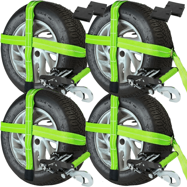 VULCAN Car Tie Downs - Snap Hook - Adjustable Loop - 4 Pack - High-Viz -  3300 Lbs SWL 