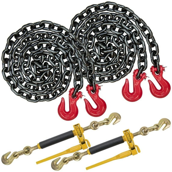 VULCAN Chain and Binder Kit - G80 - 1/2 inch x 10 foot - Tie Down Loads Weighing Up To 48,000 Lbs
