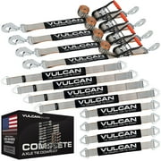 VULCAN Complete Axle Strap Tie Down Kit, Snap Hook Ratchet Straps, Silver Series, 4 22 inch Axle Straps, 4 36 inch Axle Straps, and 4 8 Snap Hook Ratchet Straps