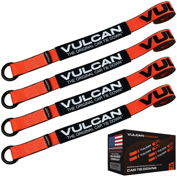 VULCAN Exotic Car Rim Tie Down Set - 2 inch x 144 inch - 4 Straps - PROSeries - 3300 Lbs SWL
