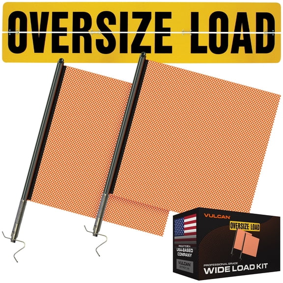 VULCAN Flags and Oversize Load Sign Kit, 1 Aluminum Oversize Load Sign and 2 Spring Warning Flags