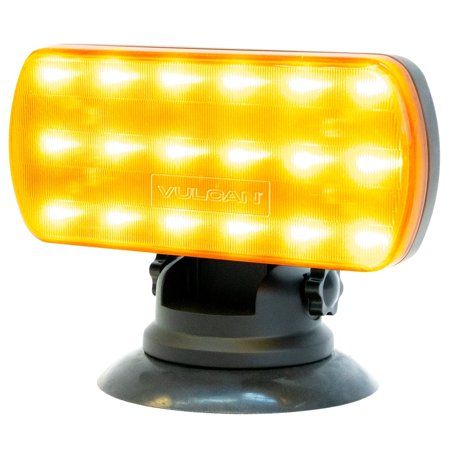 VULCAN LED Flasher - Amber - Runs on Four Standard AA Batteries - Adjustable Magnetic Base